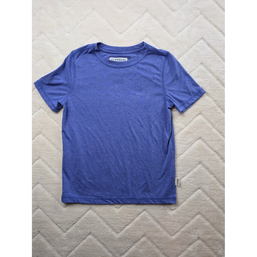 Magellan Outdoors Fish Gear Boys XS 6-7 Blue Purple Moisture Wicking T-Shirt